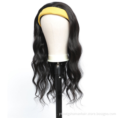 Cheap Selling Wholesale Fashion 150% Density With Headband Burmese human hair wig Body Wave Human Hair Wigs Undetectable Knots